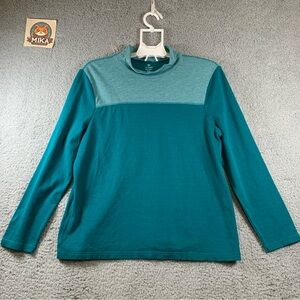 T By Talbots Active Shirt Top Women's Long Sleeve Pullover Cotton Green Size XLP